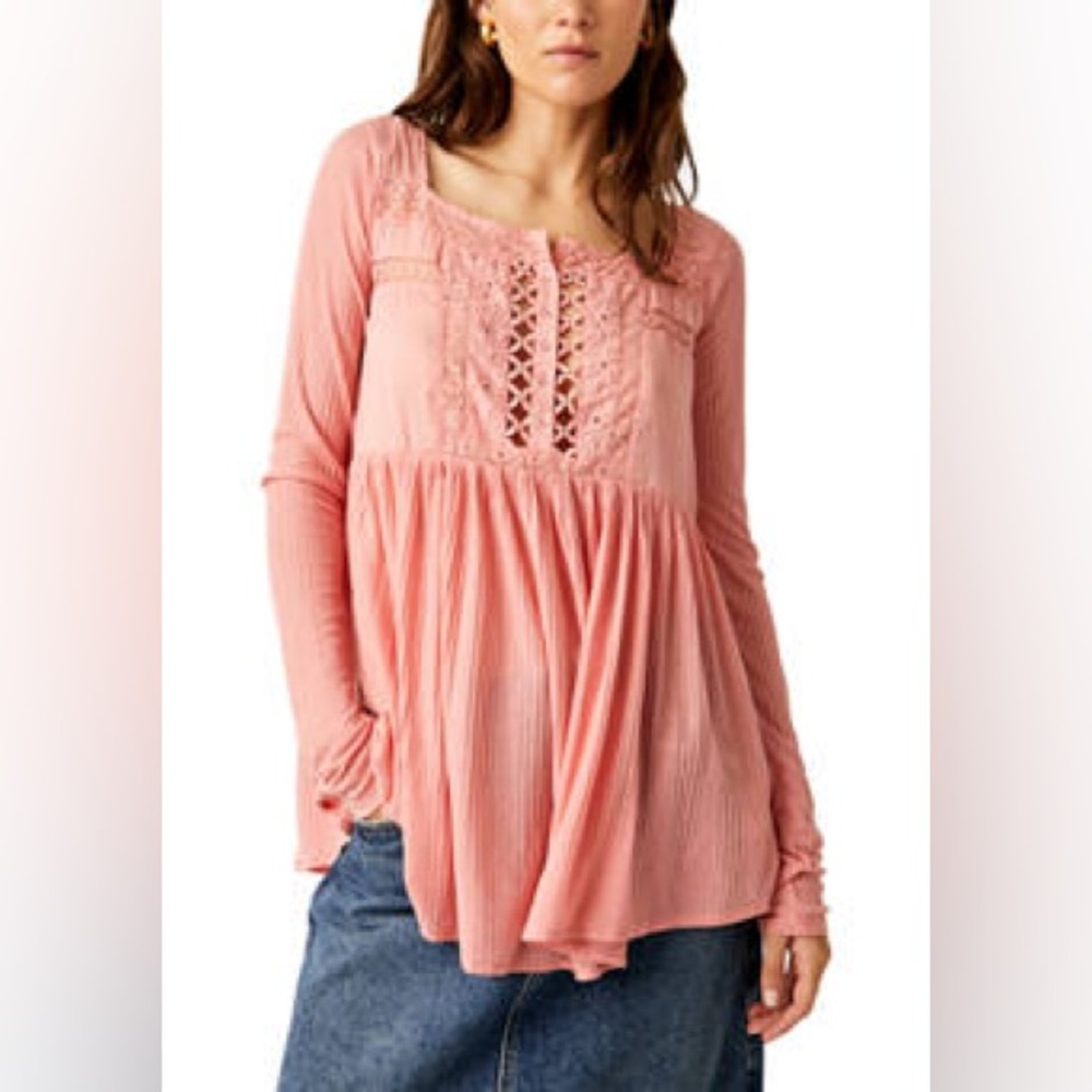 NWT Free People Pretty Please Lace Tunic Top Size XS oversized